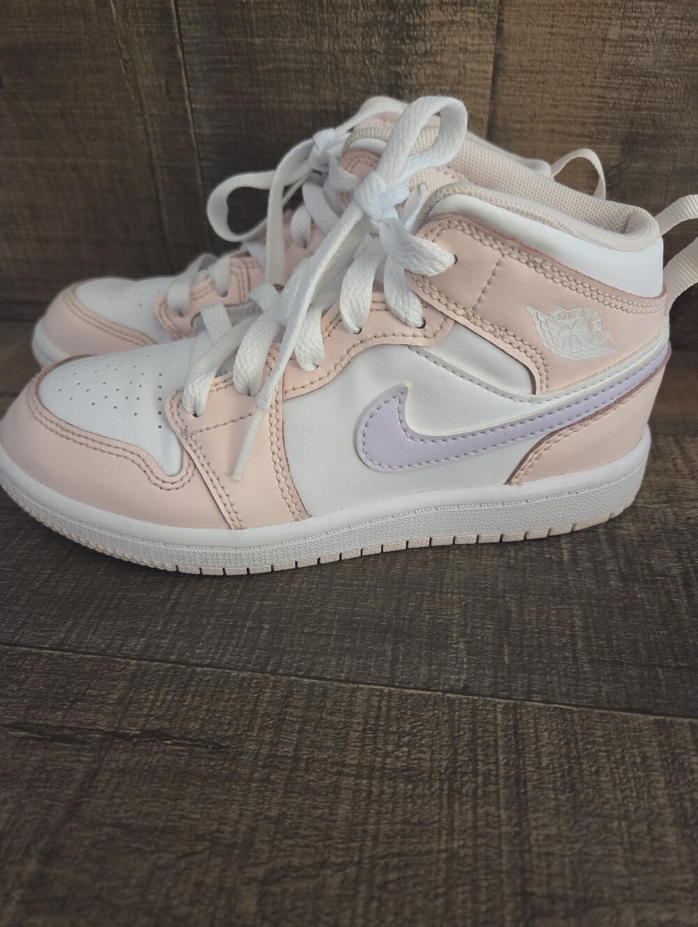 Air Jordan 1 Mid PS "Pink Wash" SneakersSize: 13C (Preschool / Little Kid)